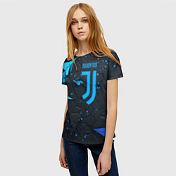 Футболка женская Juventus abstract blue logo, цвет: 3D-принт — фото 2