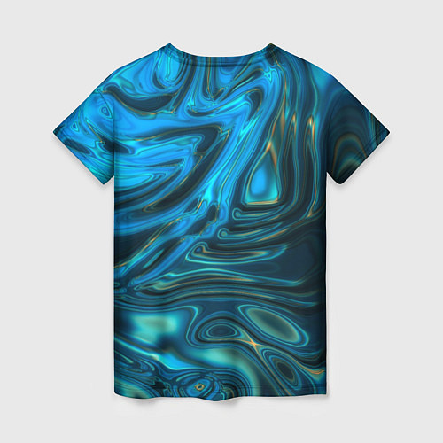 Женская футболка Абстракция плазма сине-голубой / 3D-принт – фото 2