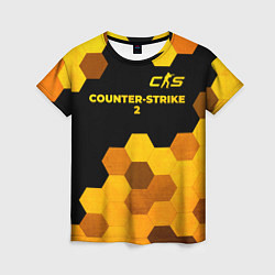 Футболка женская Counter-Strike 2 - gold gradient: символ сверху, цвет: 3D-принт