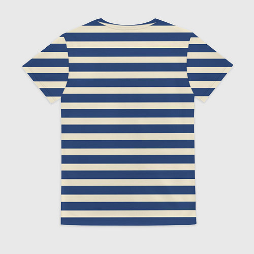 Женская футболка Полосатый синий и кремовый / 3D-принт – фото 2