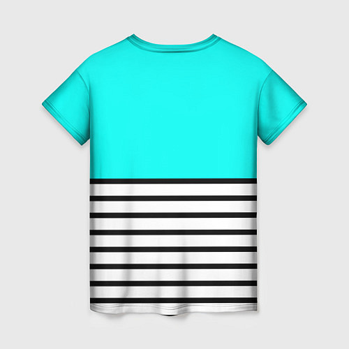 Женская футболка Полосатый ярко-голубой / 3D-принт – фото 2