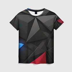 Женская футболка Black blue red elements