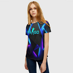 Футболка женская CSGO neon geometry, цвет: 3D-принт — фото 2