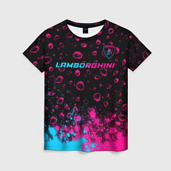 Футболка женская Lamborghini - neon gradient: символ сверху, цвет: 3D-принт