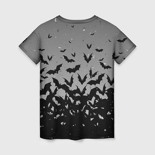 Женская футболка Серый фон и летучие мыши / 3D-принт – фото 2
