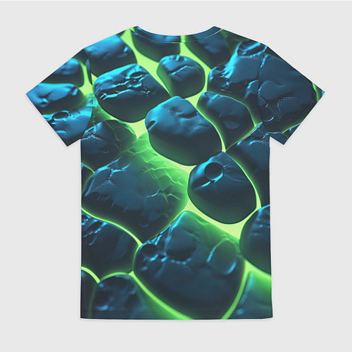 Женская футболка Разлом зеленых плит с неоном / 3D-принт – фото 2