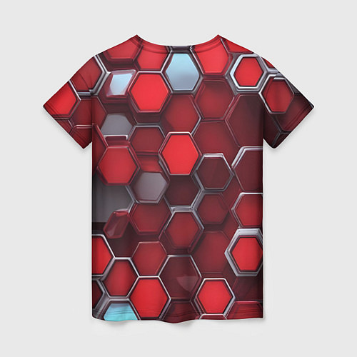 Женская футболка Cyber hexagon red / 3D-принт – фото 2