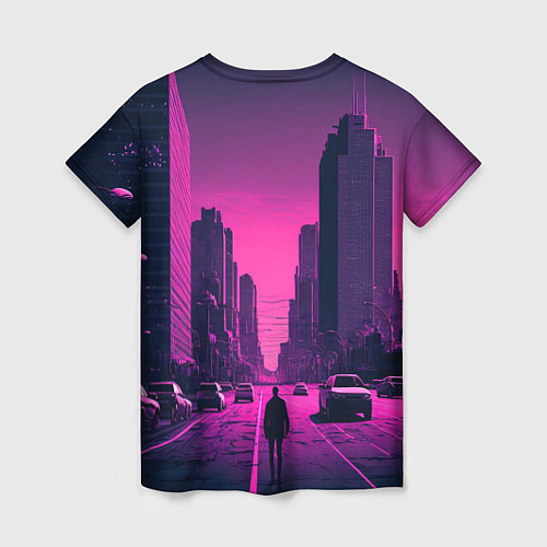 Женская футболка Мёртвый розовый город / 3D-принт – фото 2