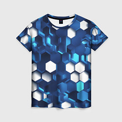 Женская футболка Cyber hexagon Blue