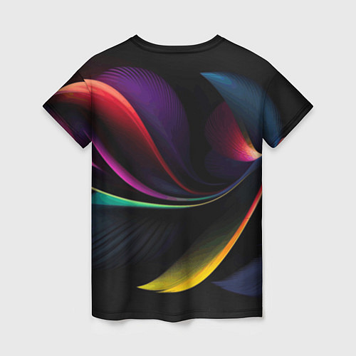 Женская футболка Ночная абстракция из разноцветных лучей / 3D-принт – фото 2