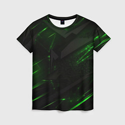 Женская футболка Dark black green abstract