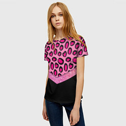 Футболка женская Розовый леопард и блестки принт, цвет: 3D-принт — фото 2
