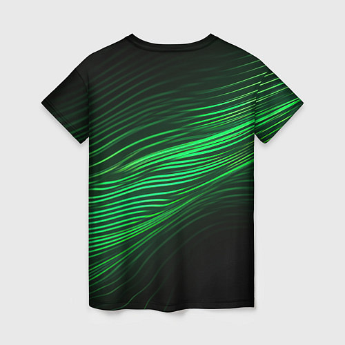 Женская футболка Green neon lines / 3D-принт – фото 2