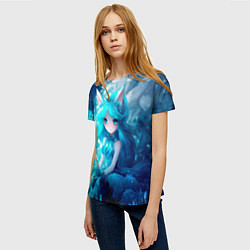 Футболка женская Снежная лиса в стиле аниме, цвет: 3D-принт — фото 2