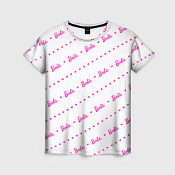 Футболка женская Барби паттерн - логотип и сердечки, цвет: 3D-принт