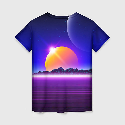 Женская футболка Mountains - sun - space - vaporwave / 3D-принт – фото 2