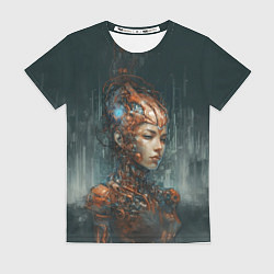 Футболка женская Роботизированная девушка-киборг, цвет: 3D-принт