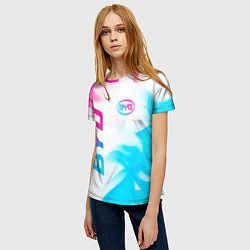 Футболка женская BYD neon gradient style: надпись, символ, цвет: 3D-принт — фото 2