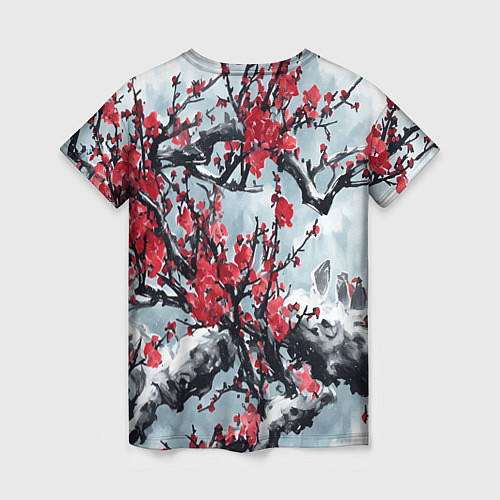 Женская футболка Лепестки цветущей вишни - сакура / 3D-принт – фото 2