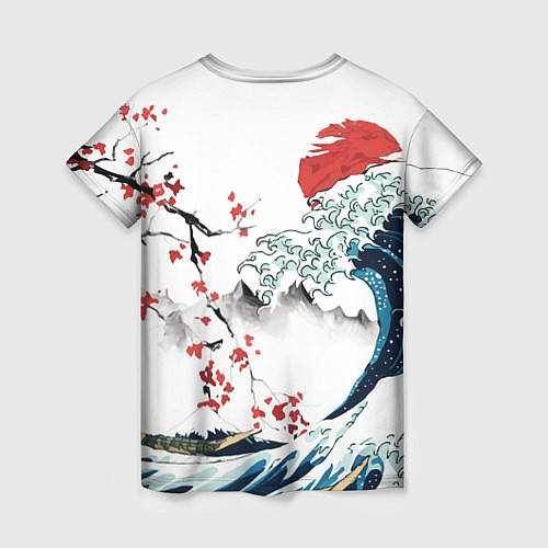 Женская футболка Хокусай большая волна в Канагаве - пародия укиё / 3D-принт – фото 2