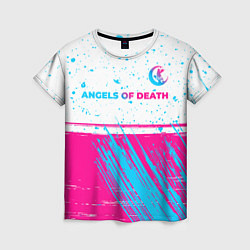 Футболка женская Angels of Death neon gradient style: символ сверху, цвет: 3D-принт