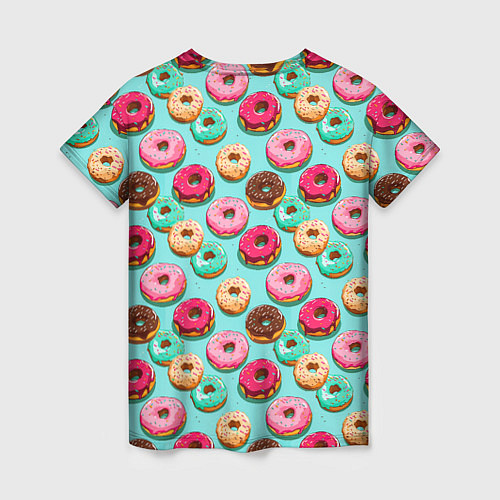 Женская футболка Разноцветные пончики паттерн / 3D-принт – фото 2