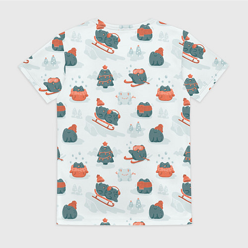 Женская футболка Зимние веселые лягушки / 3D-принт – фото 2