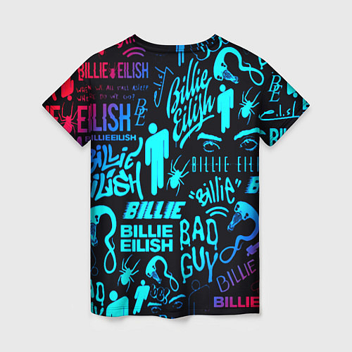 Женская футболка Billie Eilish neon pattern / 3D-принт – фото 2