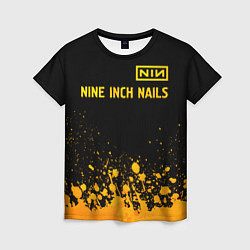 Футболка женская Nine Inch Nails - gold gradient: символ сверху, цвет: 3D-принт