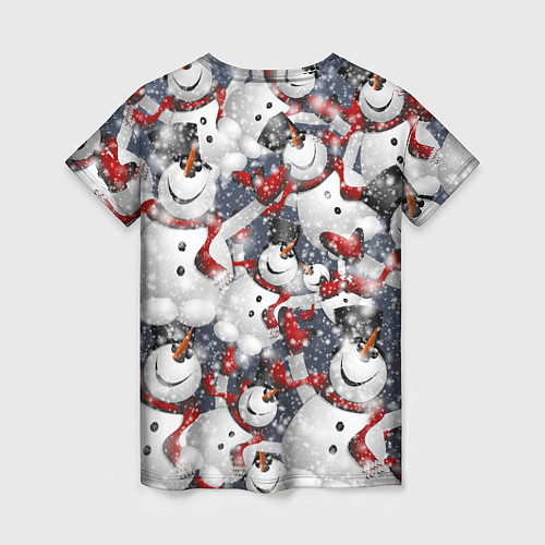 Женская футболка Зимний паттерн со снеговиками / 3D-принт – фото 2