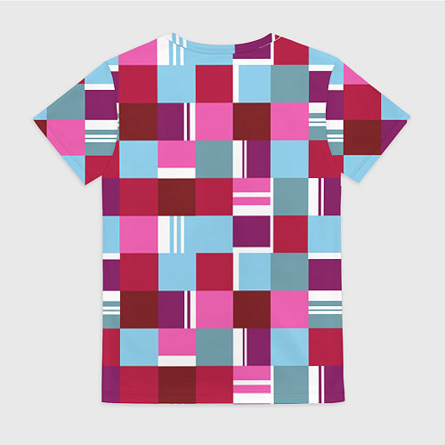 Женская футболка Ретро квадраты вишнёвые / 3D-принт – фото 2
