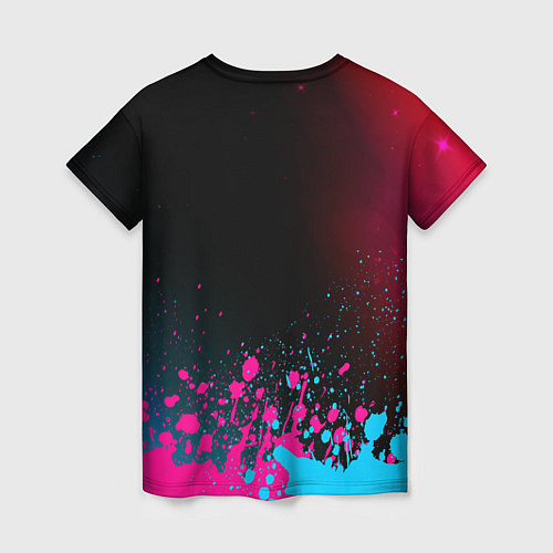 Женская футболка Watch Dogs - neon gradient: символ сверху / 3D-принт – фото 2