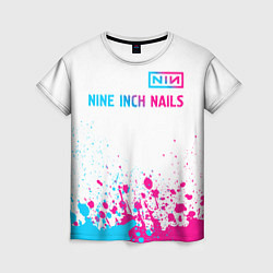 Футболка женская Nine Inch Nails neon gradient style: символ сверху, цвет: 3D-принт