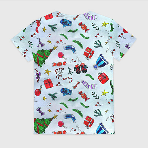 Женская футболка Елочный узор с новогодними атрибутами / 3D-принт – фото 2