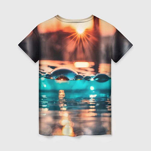 Женская футболка Поверхность воды на закате макро / 3D-принт – фото 2