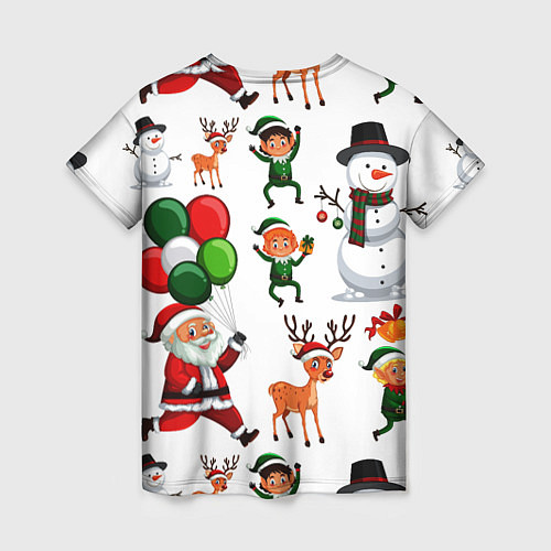 Женская футболка Зимний праздник - деды морозы гномы олени / 3D-принт – фото 2