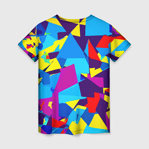 Женская футболка Полигональная композиция - поп-арт - нейросеть / 3D-принт – фото 2
