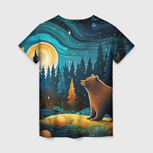 Женская футболка Хозяин тайги: медведь в лесу / 3D-принт – фото 2