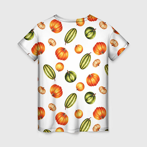Женская футболка Разноцветные тыквы - паттерн / 3D-принт – фото 2