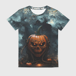 Футболка женская Весёлая хэллоуинская тыква, цвет: 3D-принт