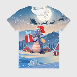 Женская футболка Новогодний дракон 2024