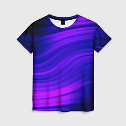 Женская футболка Волнистый абстрактный узор в синих и малиновых тон