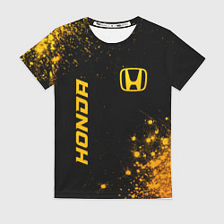 Футболка женская Honda - gold gradient: надпись, символ, цвет: 3D-принт