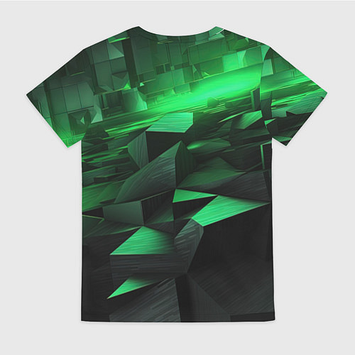 Женская футболка Зеленые квадратные плиты / 3D-принт – фото 2