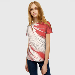 Футболка женская Абстракция красно-белая, цвет: 3D-принт — фото 2