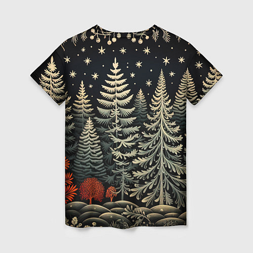 Женская футболка Новогоднее настроение лес / 3D-принт – фото 2