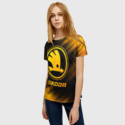 Футболка женская Skoda - gold gradient, цвет: 3D-принт — фото 2