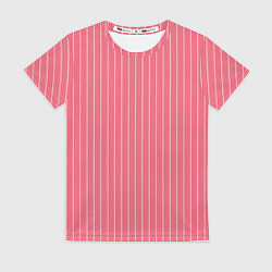 Женская футболка Серьёзный розовый с полоску