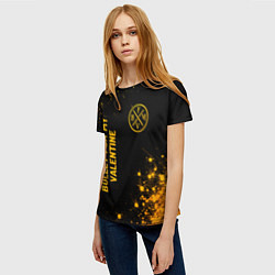 Футболка женская Bullet For My Valentine - gold gradient вертикальн, цвет: 3D-принт — фото 2