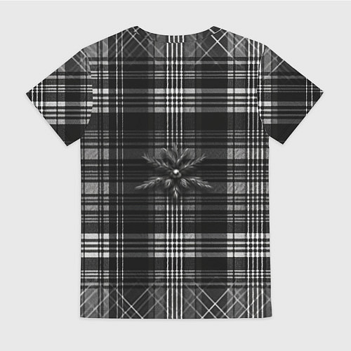 Женская футболка Черно-белая шотландская клетка / 3D-принт – фото 2